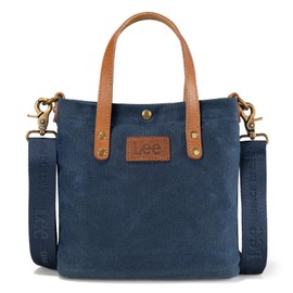 Montana West x Lee Waxed Canvas Tote Bag for Women Leather Top Handle Shoulder Handbag with Adjustable Detachable Wide Strap-Medium LEE51-002BL