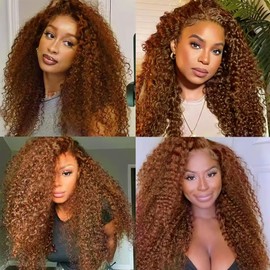 22 24 26 Inch TARPION Color #30 Bundle Light Brown Kinky Curly Human Hair Bundles Color #30 Curly Bundles Human Hair Weave Light Brown Bundle