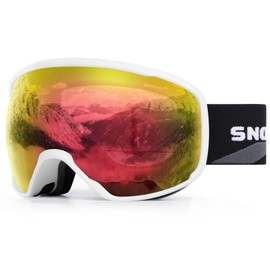 SNOWER Ski Goggles, Spherical OTG Anti-Fog Snow Goggles, HD Snowboard Goggles with UV400 Protection for Men, Women, and Youth
