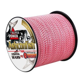 Ashconfish PE Line 8 Strands Fishing Line 1000m Super Strong High Sensitivity Abrasion Resistant Low Elongation Fishing Line Red & White Colorfast