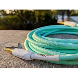 Pig Hog PCH20SG - Cable de instrumento de guitarra verde espuma de mar de 1/4" a 1/4", 20 pies