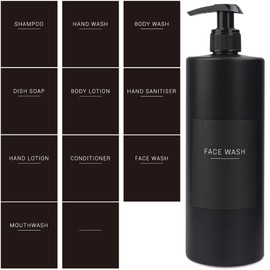 22 PCS Black Waterproof Labels for Bottles Bathroom Hand Soap Shampoo and Conditioner Dispenser Labels