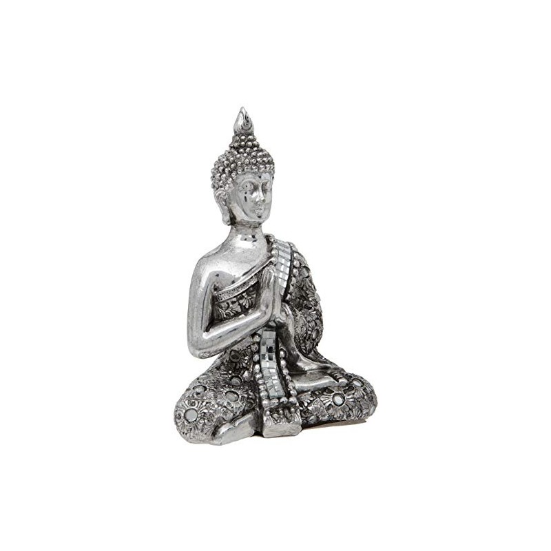 Thai Buddha with Reflective Silver Meditation Shawl with Hands Clasped