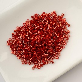 John Bead - Cuentas de cilín de 25 g, con forro de plata rojo rubí, 11/0 de cristal, cilíndrico, para joyas, pulseras, collares, pendientes, bordados, decoración del hogar