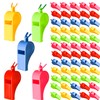 Lezevn 120 Pieces Neon Whistles with Lanyards Plastic Multicolor Whistles