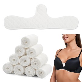 Zoruam Pack of 10 Bra Inserts, Sweating, Reusable Cotton Bra, Underbust Sweat Protection Pads, Breathable for Sports and Nursing, Women's Bra Inserts, Sweating Extra Soft Summer, White