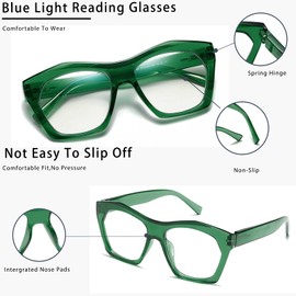 Viseng 3 Pack Oversized Frame Design Women's Reading Glasses, Blue Light Blocking Computer Reader +1.75