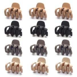 Cobahom 12-Pack Small Matte Hair Claw Clips 1.2 Inch, No-Slip Mini Clips for Thin Hair,