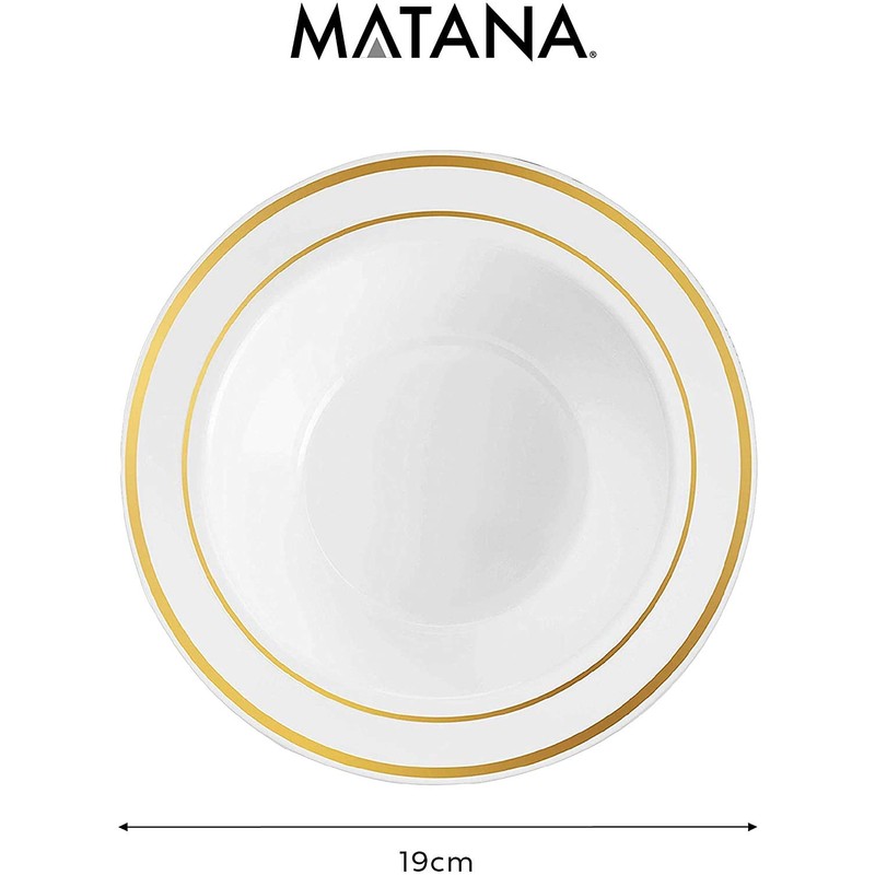 MATANA - 25 Premium Multi-Use Plastic Party Serving Bowls, White