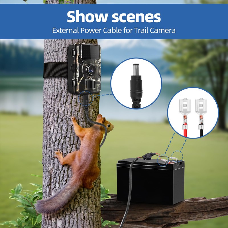 Trail Camera Battery Power Cable Chew Proof Include 2Amp Fuse