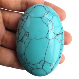 Lovionus89 Synthesis Green Howlite Turquoise Worry Stones, Oval Palm Pocket Healing Crystal Energy Stone