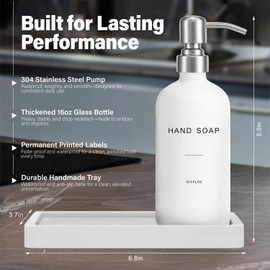 Prus Waso White Soap Dispenser for Kitchen Sink, Dish and Hand Soap Dispenser with Silver Stainless Steel Pump, Perfect for Kitchen Decor and Accessories. (Silver & White)