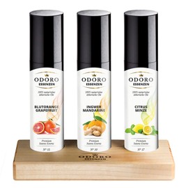 Sauna Infusion Fragrance Set with Wooden Stand - 100% Essential Oils - Blood Orange, Ginger Mandarin, Citrus Mint - Premium Infusion Concentrate Gift Set - Natural Infusion