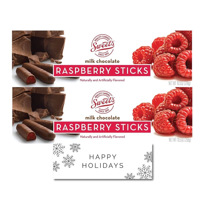Sweet's Candy Milk Chocolate Raspberry Stick (2) and Happy Holidays