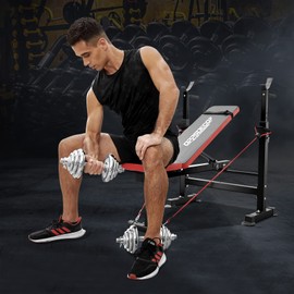 OPPSDECOR OPPSDECOR 660lbs 6 in 1 Weight Bench Set with Squat Rack Adjustable Workout Bench with Leg Developer Preacher Curl Rack Fitness Strength Training for Home Gym