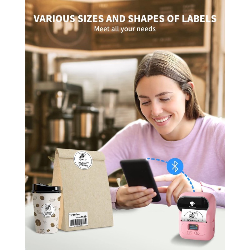 Phomemo M110 Portable Wireless Thermal Label Printer, Bluetooth Label Maker