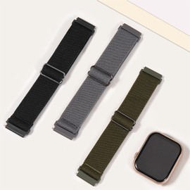Koazon 3 Pack Stretchy Nylon Watch Bands Compatible with Tozo S5/S3/S6 Smartwatch,Sport Loop Elastic Fabric Breathable Adjustable Quick Release Strap for CMF Watch Pro/Pro 2 Women Men