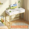 SUPERJARE 31.5" White and Gold Desk with 2 Drawers, Modern