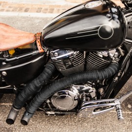 SOMLAW Heat Protection Tape, 5 m, Basalt Fibre Heat Protection Tape, Exhaust with 5 Cable Ties and Gloves, Insulated Exhaust Tape, for Motorcycle Manifold, Manifold Tape, Thermal Tape (Black)