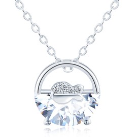 CONILOK Little Fish Zircon Sea Level Sterling Silver Necklaces for Women Teenage Girls Friend Silver Pendant Necklace Fashion Jewellery Ladies Gifts Birthday Christmas Valentine Mother's Day Presents