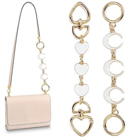 Chewarelly 2Pcs Purse Chain Extender Bag Strap Extender Purse Strap Extension Replacement for Women, Girl Purse Bag Making Supplies(White Moon and Heart)