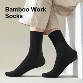 oolong Bamboo Socks Mens Bamboo Work Socks, 10 Pairs Unisex Black Socks,Viscose Bamboo Rayon Socks for Men 6-13 Breathable Lightweight, Super Soft