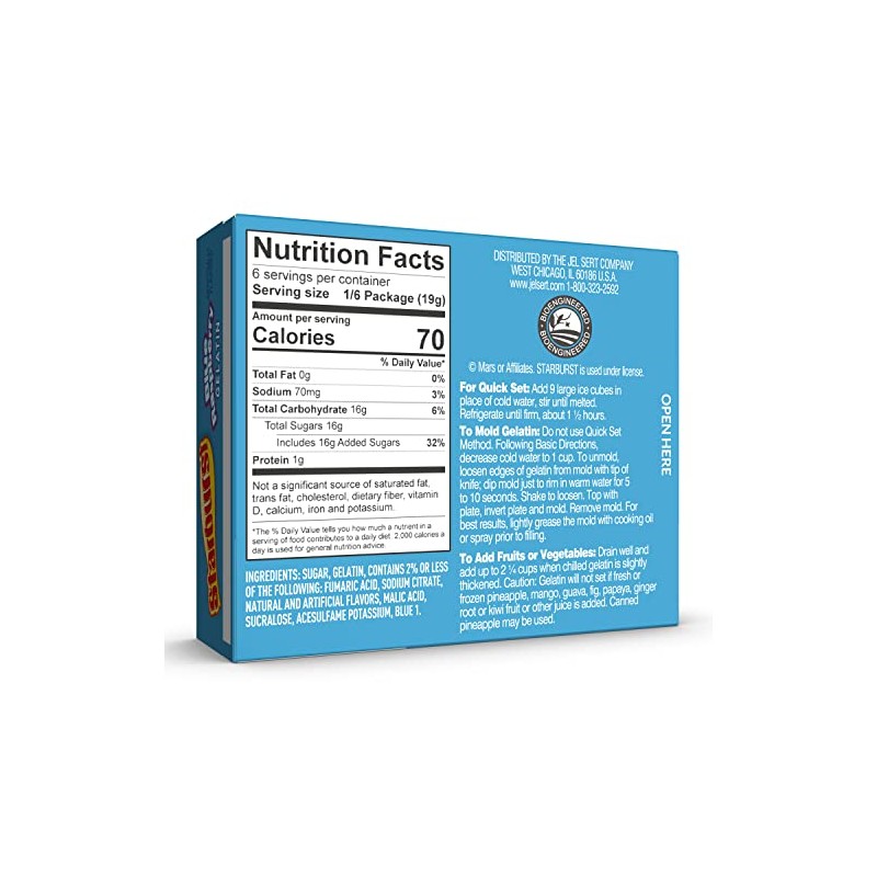 Starburst Gelatin – Blue Raspberry, 3.91 Ounce Box (Pack of