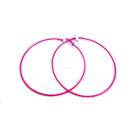 Large Hot Pink Hoop Earrings Thin Hoop Earrings 3.5 inch Hoops