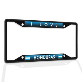 Fastasticdeals Metal Insert License Plate Frame I Love Honduras Weatherproof Car Accessories Black 4 Holes Solid Insert