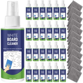 Loopeer 24 Pack Whiteboard Cleaner Spray 3. 4 oz Dry Erase Board Cleaner with Cloths Non Toxic Dry Erase Cleanning Removes Stubborn Marks from Whiteboards