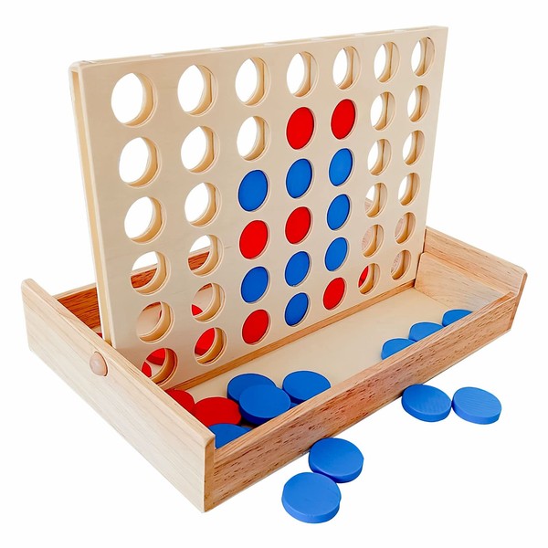 APOMOONS Four Wins Wood, Board Game 4 Wins Wood, 4