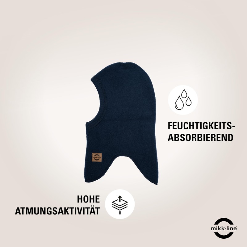 Mikk-line Wool Full-Face Balaclava, Children's Beanie to Pull On, Unisex