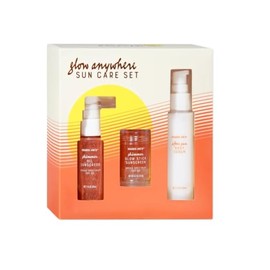 Glow anywhere Sun Care Set Shimmer Oil Sunscreen 1oz Shimmer Glow Stick and After Sun Serum