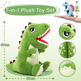 MorisMos Dino Giant Cuddly Toy XXL, 50 cm Dinosaur Stuffed Toy Plush Toy with Baby in Belly, Birthday Gift for Children Boys