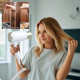 Wall Mounted Hair Dryer for Bathroom - 110V Professional Blow Dryer with Fast Drying Salon Motor, Heavy Duty Wall Mount Hairdryer with Stand Rack, Includes Screws+Adhesive