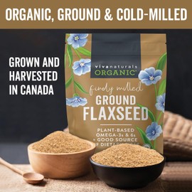 Viva Naturals Organic Ground Flaxseed - Premium Flax Seeds for Baking, Smoothies - Certified Organic, Non-GMO, Keto & Vegan Friendly Graine De Lin 425 g (15 oz)