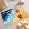 VISSTREE Beach Coastal Bathroom Rug, Colorful Ocean Wave Bath Mat