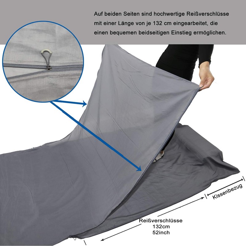 BROWINT Lnlay Sleeping Bag with Double Zip and Pillow Compartment,