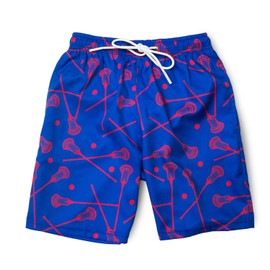 ChalkTalkSPORTS Lacrosse Swim Trunks | All Day Lacrosse Swim Shorts | Blue/Pink | Adult, Small