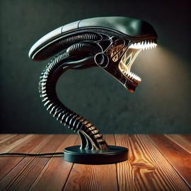 Klein bottle Lamps Sci-Fi LED Desk Lamp 18cm - Extraterrestrial Creature Resin Night Light, Black Space-Themed Decor for Bedroom/Office, Collectible Home Lighting Gift (2)