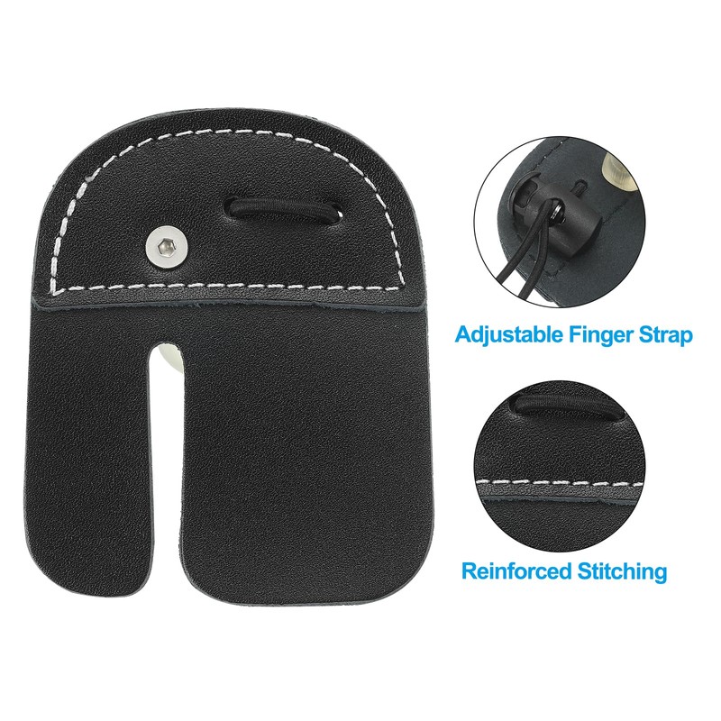 PATIKIL Double Layer Leather Archery Finger Tabs Finger Protection Black