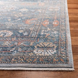 SAFAVIEH Victoria Collection Accent Rug - 2'2" x 4', Blue & Ivory, Vintage Distressed Design, Non-Shedding & Easy Care, Ideal for High Traffic Areas in Entryway, Living Room, Bedroom (VIC905M)