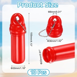 sourcing map 10Pcs Floating Keychain, Float Key Ring Holder with Waterproof Container, Float Key Pendant for Boating, Fishing, Water Sports, Red