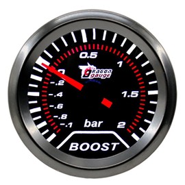 ETOPARS Universal Car Boost Indicator 2 Inch 52 mm Car Turbo Boost Meter -1 to 2 Bar Boost Pointer Display White Light Indicator Boost Instrument Smoke Tint Len