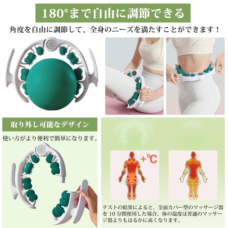 L-Tou Massage Roller, Myofascial Roller Ring Massager, Removable Handle, Multi-functional