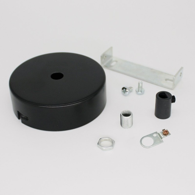 Junction Box Black Metal in Set with Accessories Diameter 80