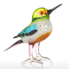 Tooarts Blown Glass Bird Figurines,Handmade Glass Birds, Art Glass Blown Bird Collectibles,Glass Animal Paperweight,LifelikeTiny Bird Sculpture
