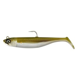 Savage Gear Minnow – 2 Rubber Fish + 1 Jig Head, Size/Weight/Colour: 12.5 cm/35 g/Khaki