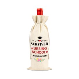 HEYINSHEN Nurse Wine Bag Survived Nursing School Wine Bag Nursing Graduation Gifts for Her Nursing School Graduates Gift Nurse Week Appreciation Gift Nursing School Graduation Party Supplies