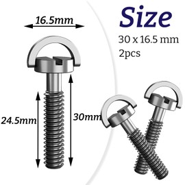 Pack of 2 1/4-20 UNC Stainless Steel Tripod Screws with D-Ring - Rustproof Camera Mounting Screws 30 x 16.5 mm for DSLR Camcorder Action Cams, Compatible with Manfrotto Arca Swiss Tripod Ball Head